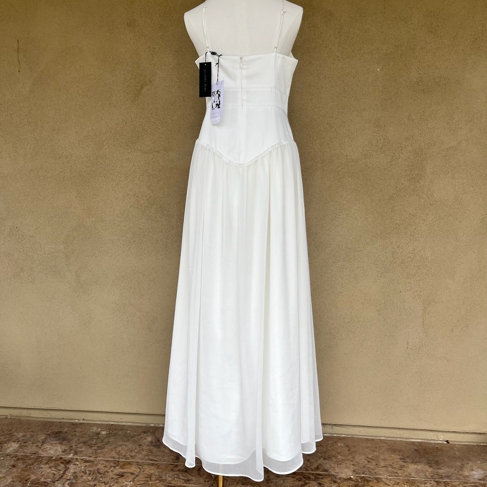 Gianni Bini Caelynn Bell Mary Drop Waist Maxi Dress White Sm 6 NWT Wedding Bride - Picture 11 of 16